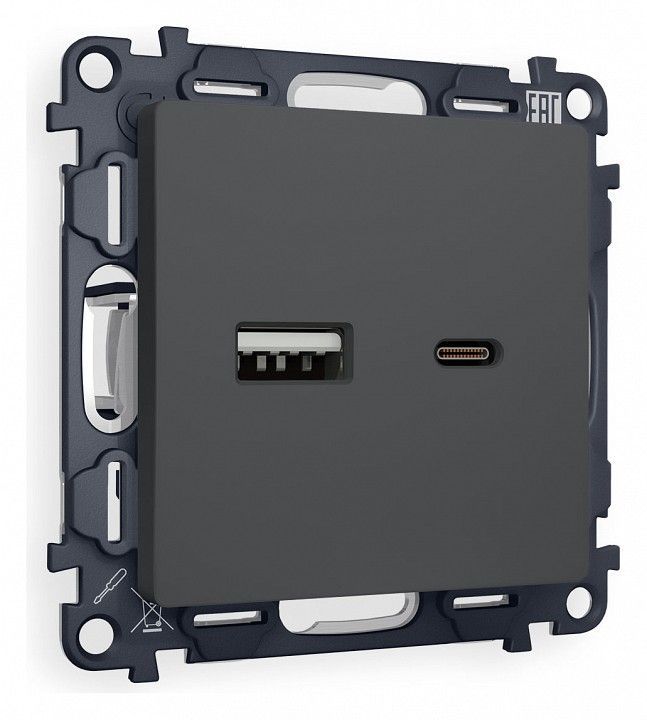 Розетка 2хUSB type A и C без рамки Ambrella Volt ALFA MA911010