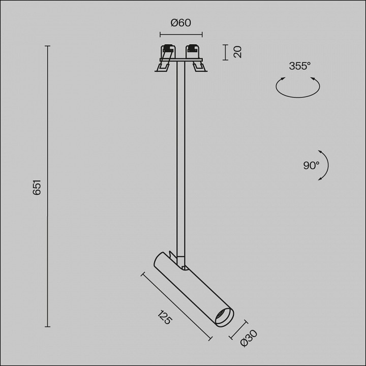 Встраиваемый светильник на штанге Maytoni Technical Focus T P141RS-L125-6W3K-B