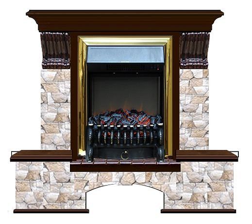 Комплект из электрокамина напольного и портала (122x40х108.5 см) Бостон К Арбат Fobos BR БК000026