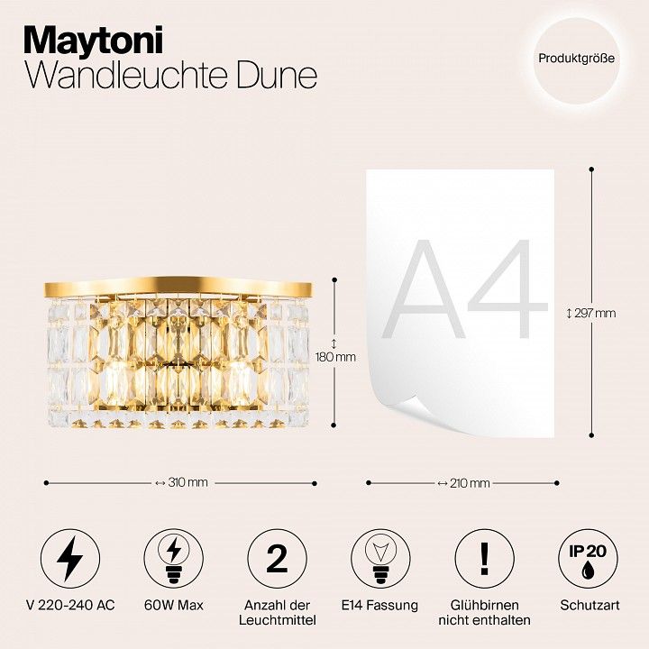 Накладной светильник Maytoni Дюна DIA005WL-02G
