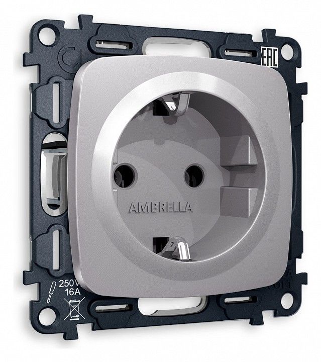 Розетка с заземлением, без рамки Ambrella Volt OMEGA MO506010
