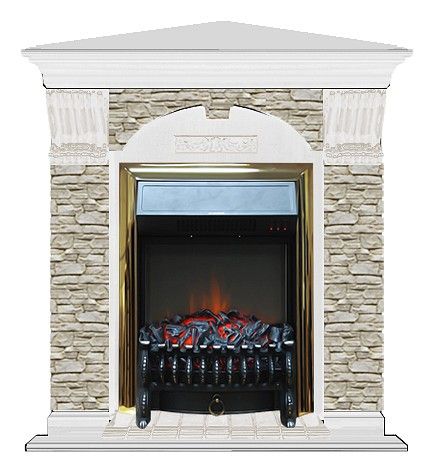 Комплект из электрокамина напольного и портала (106.5x81x98 см) Арочный ГО угл. Fobos BR АРУ00058