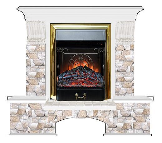 Комплект из электрокамина напольного и портала (122x40х108.5 см) Бостон К Арбат Majestic BR БК000040