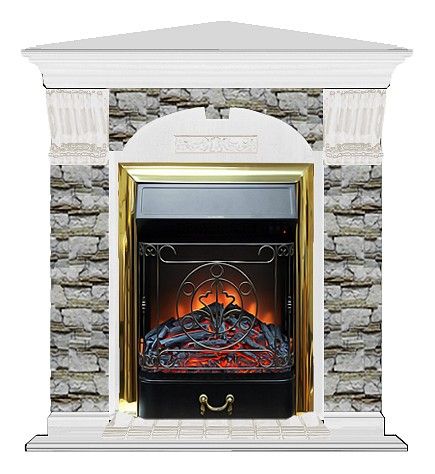 Комплект из электрокамина напольного и портала (106.5x81x98 см) Арочный Алтай угл. Majestic BR АРУ00020