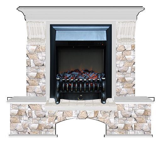 Комплект из электрокамина напольного и портала (122x40х108.5 см) Бостон К Арбат Fobos BL БК000033
