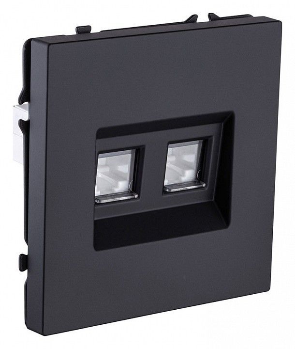 Розетка двойная Ethernet RJ-45 и со шторками, без рамки Kollinger Eclipse EC-018BK