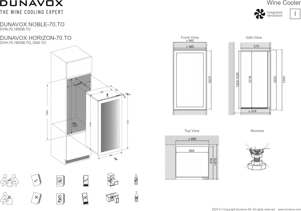Встраиваемый винный шкаф Dunavox DVH-70.185DC.TO
