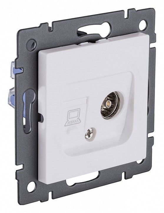 ТВ-розетка и розетка Ethernet RJ-45 без рамки Kollinger  REA-021WM