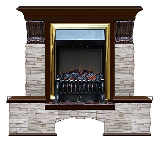 Комплект из электрокамина напольного и портала (122x40х108.5 см) Бостон К Мисхор Fobos BR БК000106