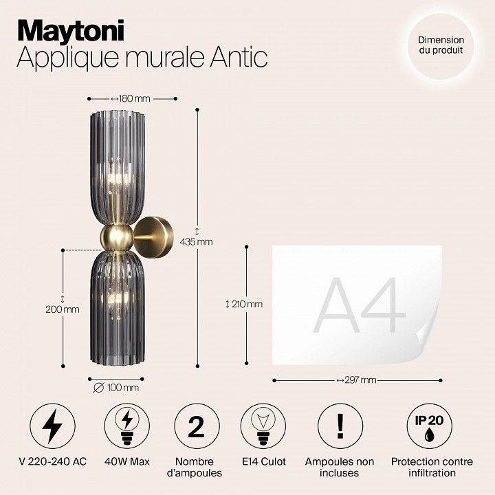 Бра Maytoni Антик MOD302WL-02GR