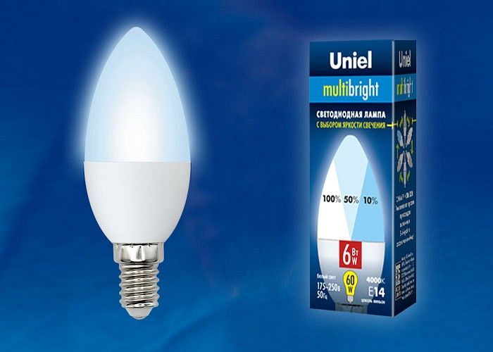 Лампа светодиодная Uniel C37 E14 6Вт 4000K UL-00002374