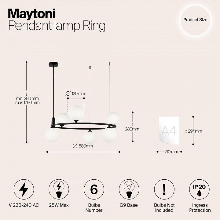 Подвесная люстра Maytoni Круг MOD013PL-06B
