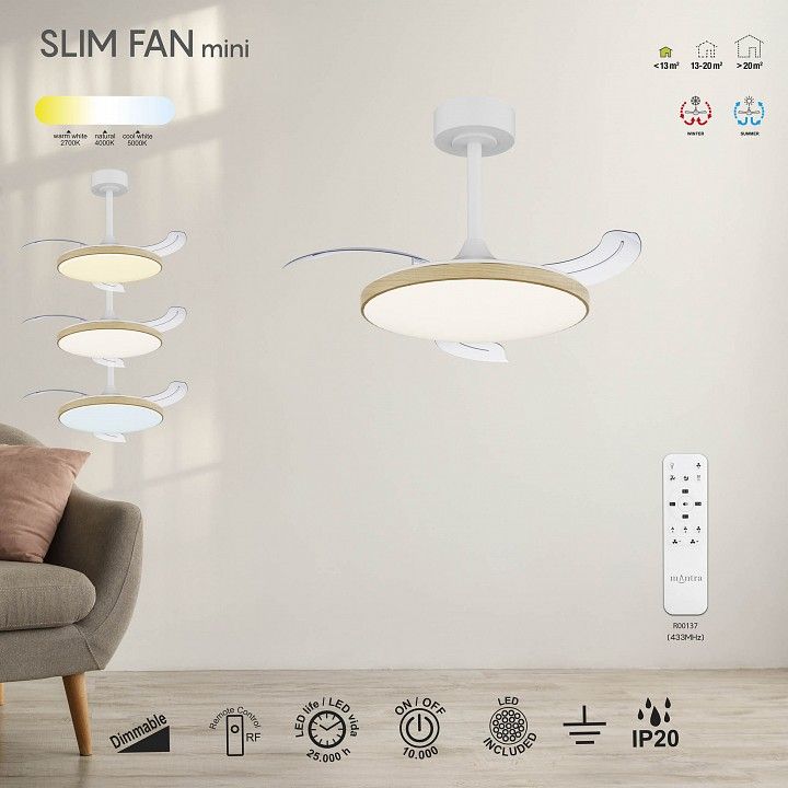 Светильник с вентилятором Mantra Slim Fan 9009