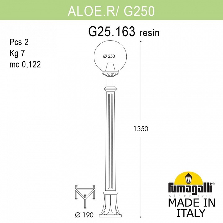 Наземный высокий светильник Fumagalli Globe 250 G25.163.000.AYE27
