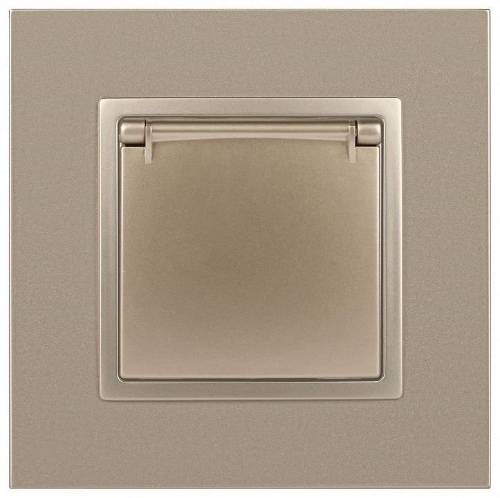 Розетка с заземлением и со шторкой, без рамки с крышкой Эра Эра Elegance 14-2103-04