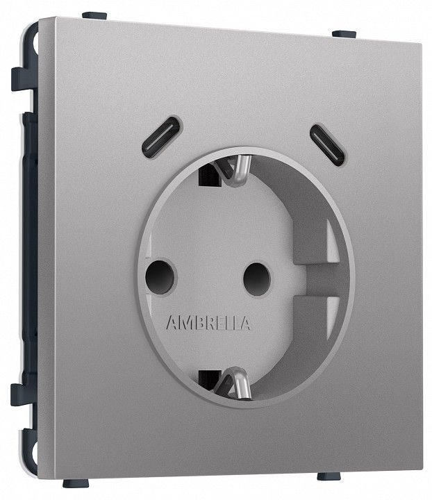 Розетка с заземлением и со шторкой и 2хUSB C, без рамки Ambrella Volt MS MS510510