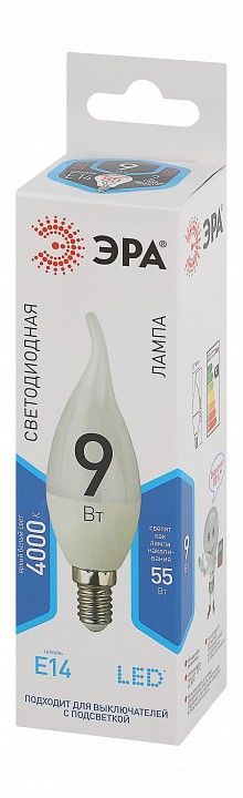 Лампа светодиодная Эра Стандарт E14 9Вт 4000K LED BXS-9W-840-E14