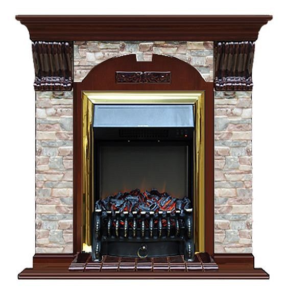 Комплект из электрокамина напольного и портала (106.5x36.5x98 см) Арочный ГЦ Fobos BR АР000070