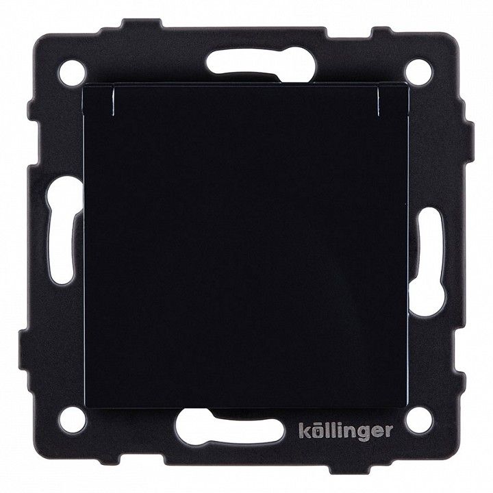 Розетка с заземлением с крышкой, без рамки Kollinger  REA-006BK