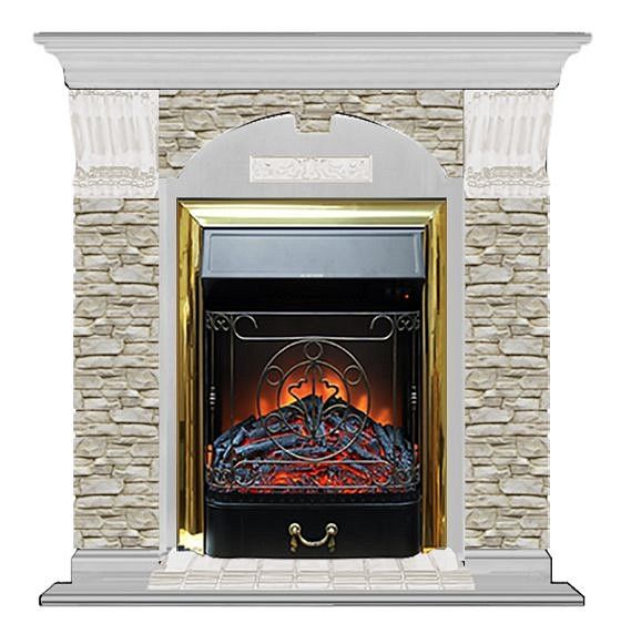 Комплект из электрокамина напольного и портала (106.5x36.5x98 см) Арочный ГО Majestic BR АР000056