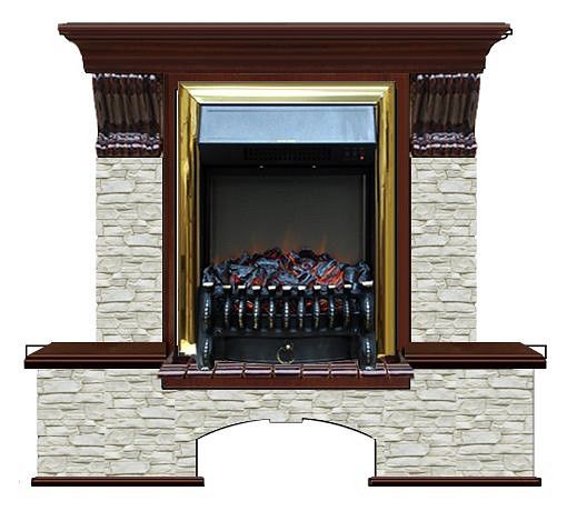 Комплект из электрокамина напольного и портала (122x40х108.5 см) Бостон К ГО Fobos BR БК000050