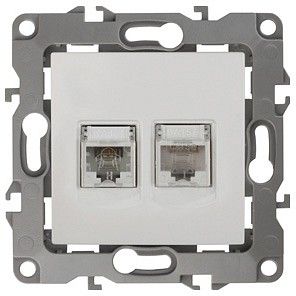 Розетка двойная RJ-11 и Ethernet RJ-45, без рамки Эра Эра 12 12-3109-01