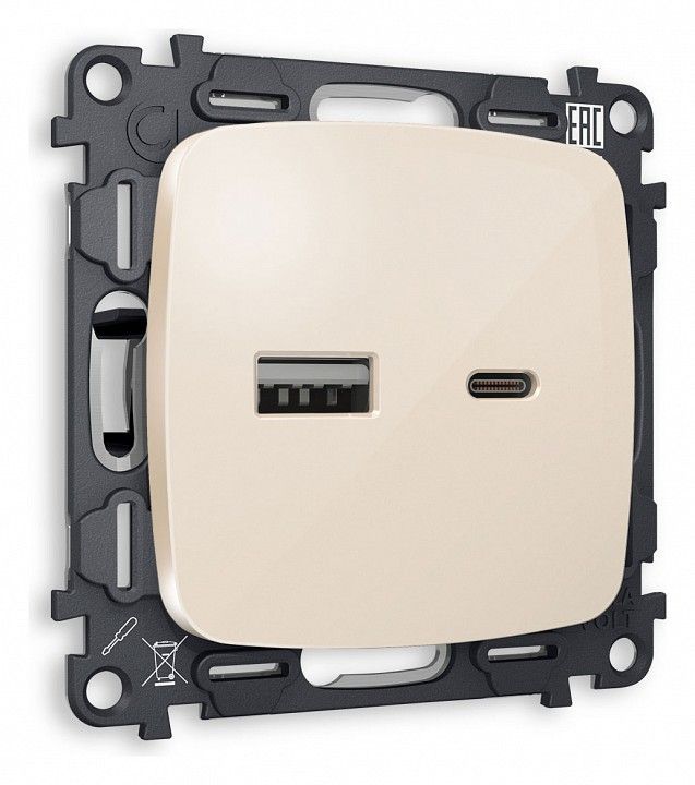 Розетка 2хUSB type A и C без рамки Ambrella Volt OMEGA MO311010
