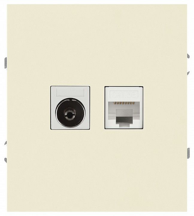 ТВ-розетка и розетка Ethernet RJ-45 без рамки Эра Arktik Б0070495