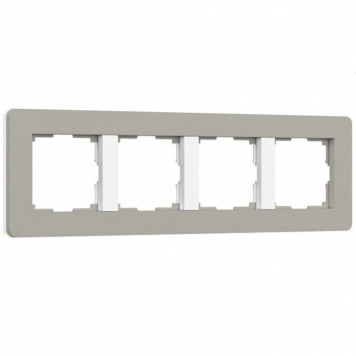 Рамка на 4 поста Werkel Split (дымчатый/белый, soft-touch) W0043067