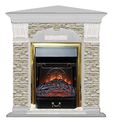 Комплект из электрокамина напольного и портала (106.5x81x98 см) Арочный ГО угл. Majestic BR АРУ00056