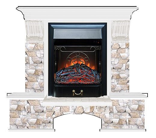 Комплект из электрокамина напольного и портала (122x40х108.5 см) Бостон К Арбат Majestic BL БК000039