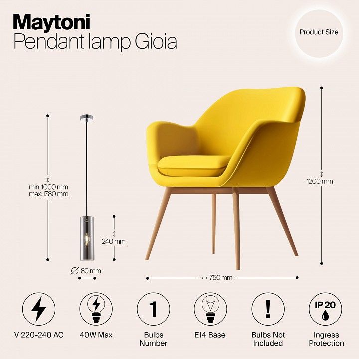 Подвесной светильник Maytoni Джойя P011PL-01CH