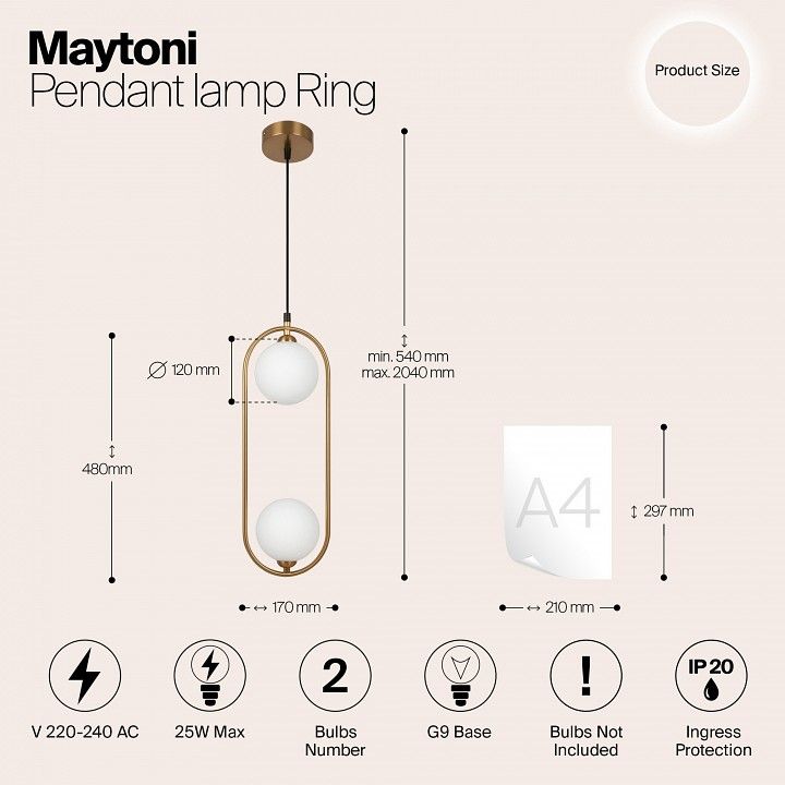 Подвесной светильник Maytoni Круг MOD013PL-02BS1