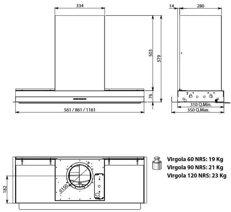 Встраиваемая вытяжка Falmec VIRGOLA TOUCH NRS 90