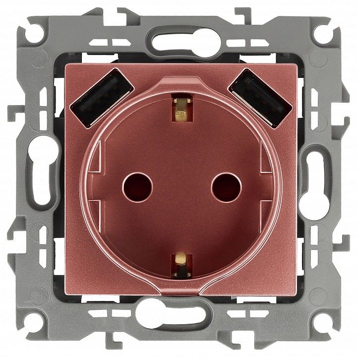 Розетка с заземлением и со шторкой и 2хUSB, без рамки Эра Эра 12 12-4109-14