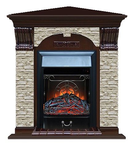 Комплект из электрокамина напольного и портала (106.5x81x98 см) Арочный ГО угл. Majestic BL АРУ00047