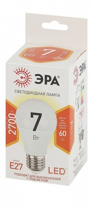 Лампа светодиодная Эра Стандарт E27 7Вт 2700K LED A60-7W-827-E27