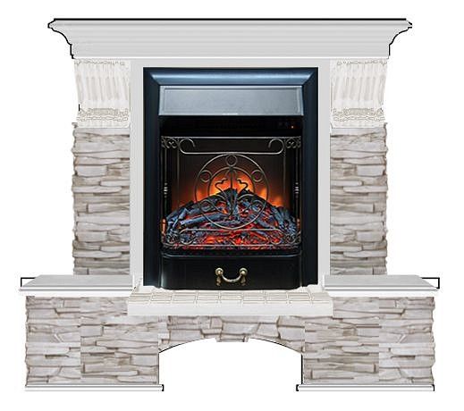 Комплект из электрокамина напольного и портала (122x40х108.5 см) Бостон К Мисхор Majestic BL БК000115