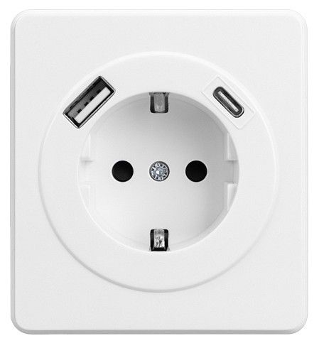 Розетка с заземлением и со шторкой и 2хUSB, без рамки Kranz ROUND KR-78-0704-1