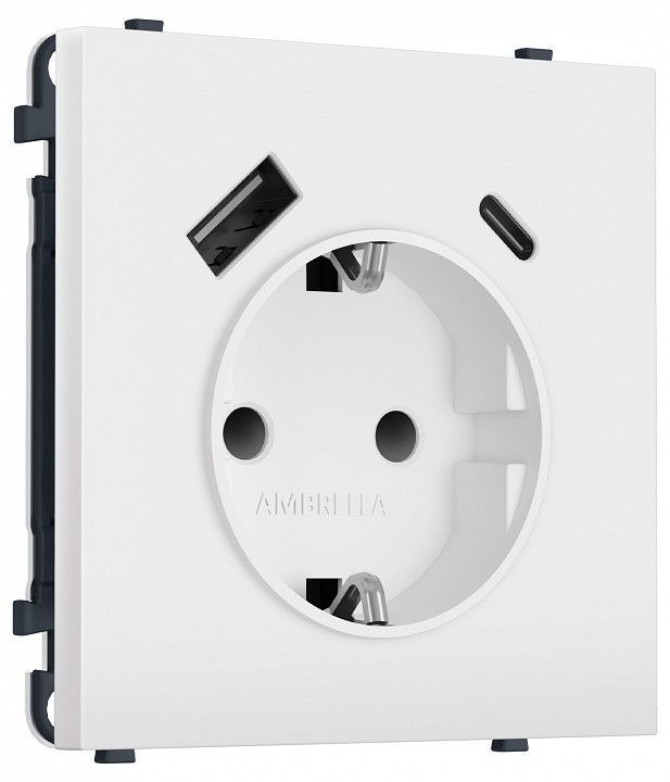 Розетка с заземлением и со шторкой и 2хUSB type A и C, без рамки Ambrella Volt MS MS130010