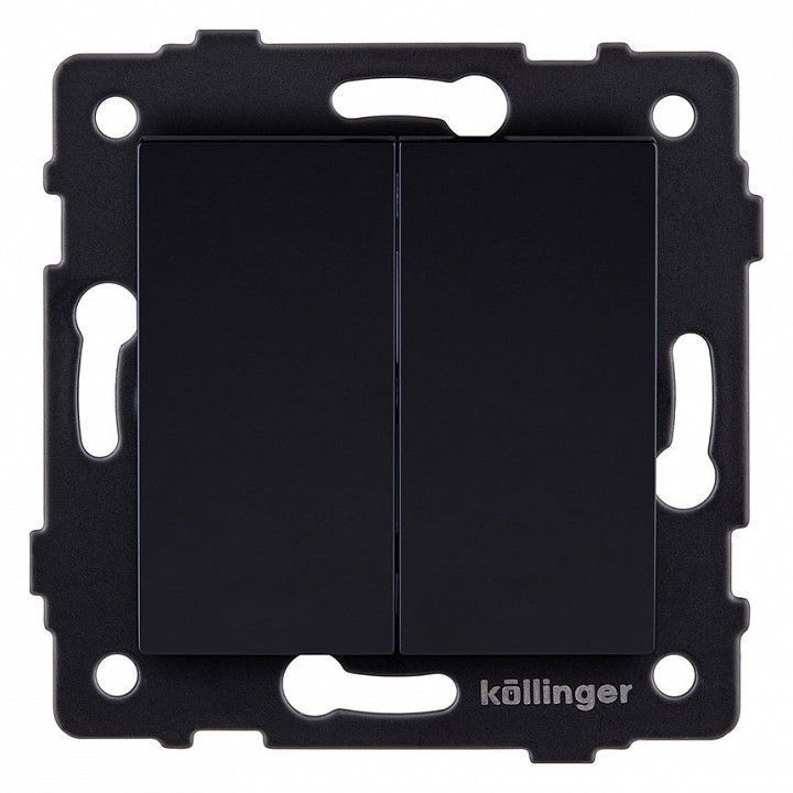 Выключатель проходной двухклавишный без рамки Kollinger  REA-S-009BK