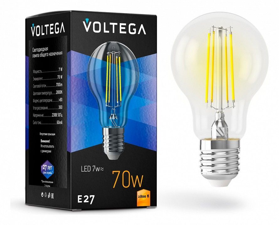 Лампа светодиодная Voltega груша (General purpose bulb) E27 7Вт E27 7Вт 2800K 7140