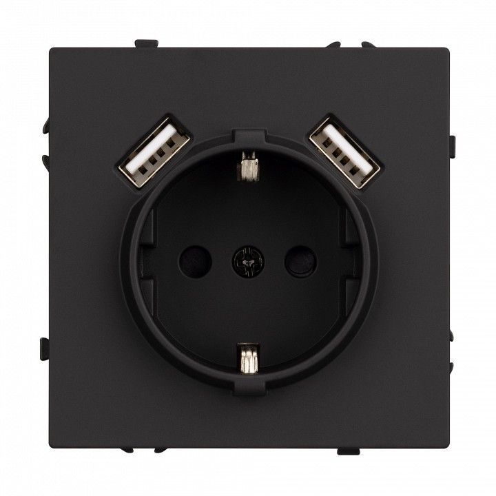 Розетка с заземлением и со шторкой и 2хUSB type A, без рамки Arlight NOBE 054289(1)