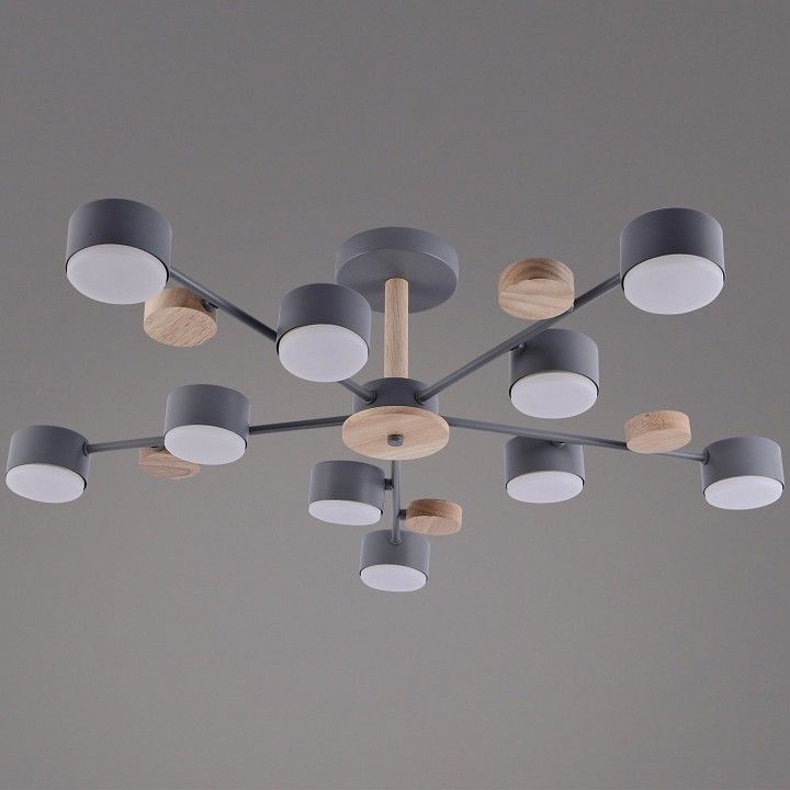 Люстра на штанге Reluce  03758-0.3-10 GREY+WOOD GX53