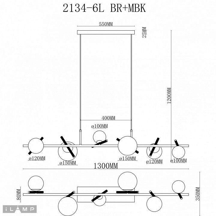Подвесной светильник iLamp Golden 2134-6L BR+MBK
