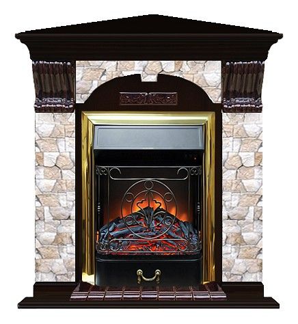 Комплект из электрокамина напольного и портала (106.5x81x98 см) Арочный Арбат угл. Majestic BR АРУ00024