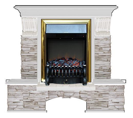 Комплект из электрокамина напольного и портала (122x40х108.5 см) Бостон К Мисхор Fobos BR БК000114