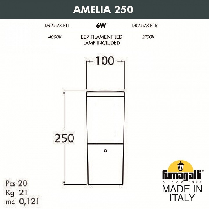 Наземный низкий светильник Fumagalli AMELIA DR2.573.000.WYE27