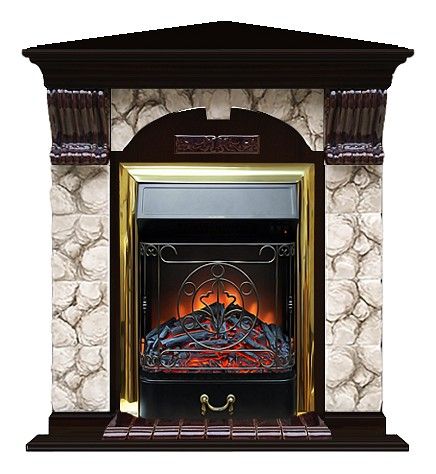 Комплект из электрокамина напольного и портала (106.5x81x98 см) Арочный Карелия угл. Majestic BR АРУ00084