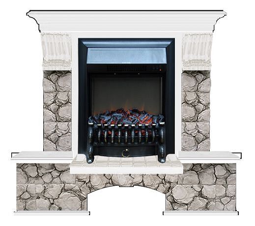 Комплект из электрокамина напольного и портала (122x40х108.5 см) Бостон К Карелия Fobos BL БК000097